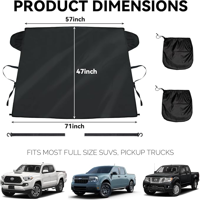 Windshield Snow Cover for Ford Maverick Accessories 2022-2024 2025 2026 Car Snow Cover, Windshield Cover for Ice and Snow, Winter Frost Protector with Rearview Mirrow Covers for Truck