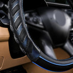 car Steering Wheel Cover Faux Leather Massage Universal fit 3D Honeycomb Hole Anti-Slip Sporty 15 Inches (Blue Black)
