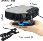 Car Heater With Handle,2IN1 Heating & Cooling, 12V 150W Portable Fast Heating Auto Windshield Defogger Defroster 360 Degree Rotary Automobile Windscreen Heater Plug into Cigarette Lighter