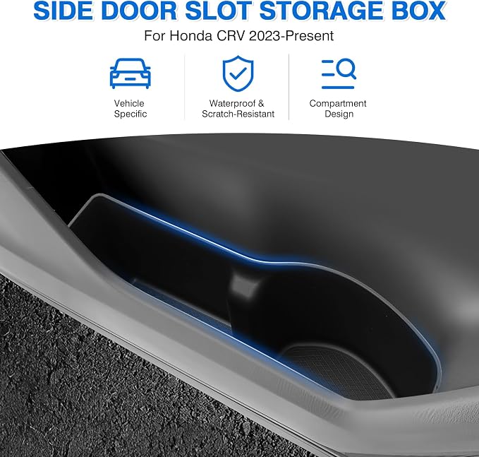 Car Door Side Storage Box and Trash Can for 2023-2026 Honda CRV Accessories Front Rear Door Insert Tray Organizer Door Slot Storage Protector Garbage Bin with Trash Bags 6PCS