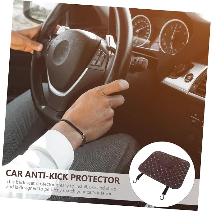 Car Seat Kick Pad Back Seat Protector for Anti-kick Mat Upholstery Shield for Car Interiors and Home Use Easy-Clean Brown