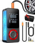 Cordless Tire Inflator Portable Air Compressor, 150 PSI Air Pump with Rechargeable Battery, Tire Pressure Gauge, 12V Car Power Adapter, Smart Air Pump for Car, Motorcycle, Bike, Ball