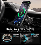 for Mag-Safe Car Mount Charger Dash Vent Windshield Wireless Car Charger with LED Light, Strong Magnetic Phone Holder for Car for iPhone 17 16 15 14 13 12 Series(Cyan)