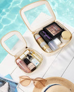 Travel Clear Makeup Bag Set, TSA Approved Cosmetic Bag Case with Zipper Portable Makeup Pouch Toiletry Bag Traveling Cosmetic Organizer Storage Bag Car Organizer Car Essentials