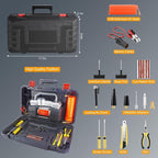 Heavy Duty Tire Inflator 12V Portable Toolbox Air Compressor Pump | with Tire Repair Kit,6X Faster Inflation Dual Cylinder Air Pump LED Light for Cars,SUV,Truck,Pickup,Balls,RV,Van,Camper