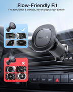 Car Phone Holder for Magsafe [Super Strong Magnets] Magnetic Phone Holders for Your Car, 360°Adjustable Air Vent Hands Free Cell Phone Mount Cradle (Matte Black, Regular)