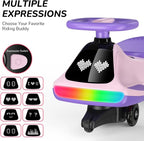 12V Electric Wiggle Car for Kids with Pedal, Display, Rechargeable Battery, LED Light, Bluetooth, Light-Up Wheels, Anti-Rollover, 2 Speeds, Ride on Toys, Birthday Gifts for Age 3+, 150Lbs