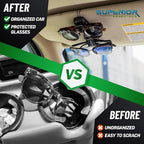 Sunglass Holder for Car Visor Clip - Sun-Glasses Holder and Ticket Card Clips - Car Visor Accessories - Luxury Eyeglass Car Mount (Pack 1)
