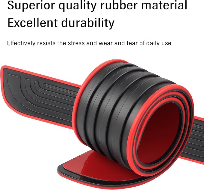 4PCS Car Door Sill Protector,Anti-Scratch Rubber Car Door Protector Edge Guards for Door Steps,Universal Waterproof Door Threshold Strips Exterior Accessories for Car Truck SU (Black+Red, Width 1.96")