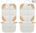 Car Seat Protector, 2Pack Seat Protector Protect Child Seats with Thickest Padding and Non-Slip Backing Mesh Pockets for Baby and Pet,Sedan SUV Truck (Beige Brown)