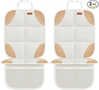Car Seat Protector, 2Pack Seat Protector Protect Child Seats with Thickest Padding and Non-Slip Backing Mesh Pockets for Baby and Pet,Sedan SUV Truck (Beige Brown)