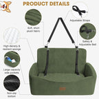 Dog Car Seat for Large Medium Sized Dogs Under 55 lbs, Dog Booster Seat for 2 Small Dogs with Detachable Washable Cover, Memory Foam Pet Car Seat with 2 Safety Belts and Storage Pockets