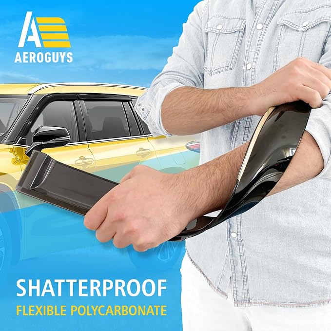 Extra Durable Window Deflectors Tape-On Window Visors Rain Guards Fit for Toyota Highlander 2020-2026, Sun Visors, Wind Vent for Shades, Exterior Car Accessories - 4pcs. AG0740