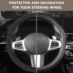 Bling Steering Wheel Cover - Crystal Studded Rhinestone Non-Slip Breathable Design for Women/Girls, Universal Fit 14.5-15 Inch Black