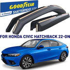 Goodyear Shatterproof Window Deflectors for Honda Civic 2022-2026 Hatchback, Rain Guards, Window Visors for Cars, Vent Deflector, Car Accessories, 4 pcs - GY007899