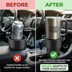 Car Cup Holder Expander Adapter for Large Bottles, Compatible with Stanley 40oz Tumbler with Handle, Yeti Rambler 36oz/46oz, Hydro Flasks - Adjustable Base Fits Most Vehicles, SUVs, Trucks & RVs