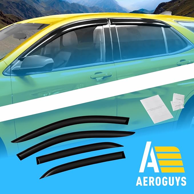 Extra Durable Window Deflectors Tape-On Window Visors Rain Guards Fit for Chevrolet (Chevy) Equinox 2018-2024, Sun Visors, Wind Vent for Shades, Exterior Car Accessories - 4pcs. AG0865
