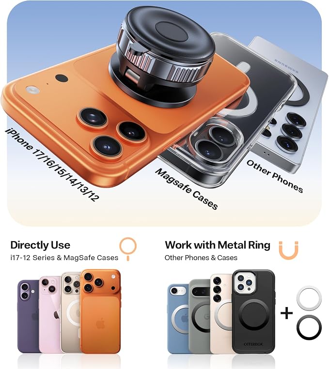 Ultimate for Magsafe Car Mount [98+LBS Strongest Suction] 360° Vacuum Magnetic Phone Holders for Your Car Metal Arm Foldable Cellphone Mount for iPhone 17 16 15 14 13 12 Pro Max Air Android