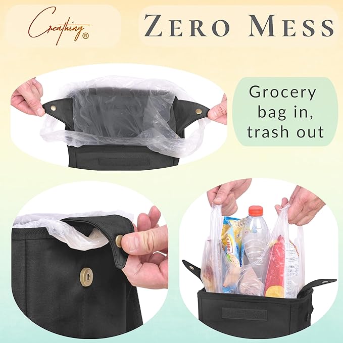 Car Trash Can [Touring Edition] - Removable Liner - 100% Leakproof, Odor Control Lid, Hanging Garbage Bin for SUV, Truck, Car (2 Gal, Black)