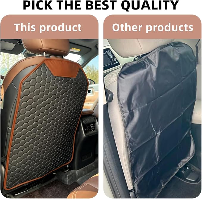 Kick Mat Back Seat Protector - Car Back Seat Cover for Kids Feet - Waterproof & Sturdy Protector for Upholstery from Dirt, Mud, Scratches and Stain (White)