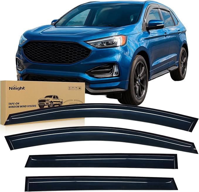 Window Visors for Ford Edge 2015-2024, Out-Channel Rain Guards, Side Window Wind Deflectors, Vent Visors, 4PCS, Fits Longer Rear Door Window Frame (32.28 in Rear)