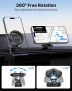 Latest Upgrade for MagSafe Car Mount [33+LBS Strong Suction & 2200gf Magnetic] Small Phone Holders for Your Car Dashboard, 360° Adjustable Car Phone Holder Mount for iPhone Garmin GPS