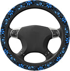 Dog Paw Print Steering Wheel Cover Anti-Slip,Sweat Absorption Universal 15 inch Steering Wheel Covers Cute car Accessories for Men Women