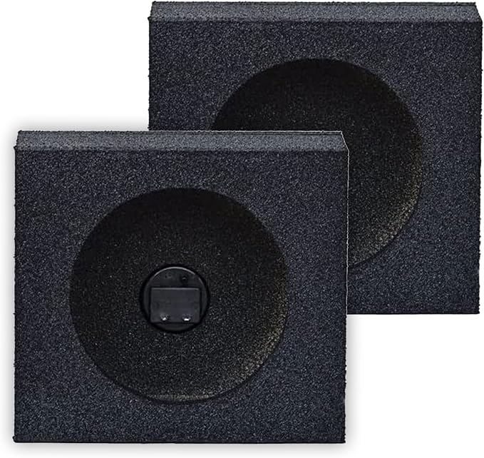 QBomb QBTW6.5 Single 6.50 Inch Heavy Duty MDF Material Car Audio Speaker Enclosure Boxes with Bedliner Spray Coating Finish, 2 Pack
