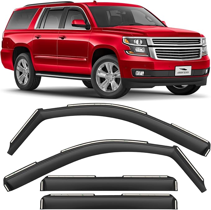 Voron Glass in-Channel Extra Durable Rain Guards for Chevrolet (Chevy) Suburban 2015-2020, Window Deflectors, Vent Window Visors, 4 Pieces - 200539