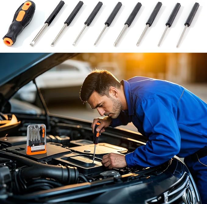 Car Emergency Roadside Assistance Kit with Jumper Cables Tire Inflator Automotive Kit for Car Vehicle（Orange）