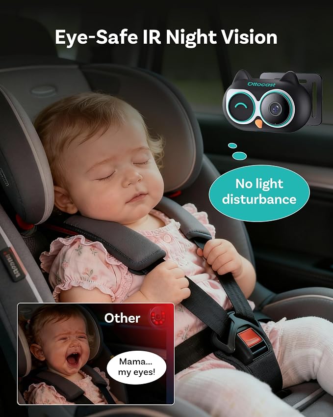 OTTOCAST Baby Car Camera Displaying on Car Screen,1080P Clear No-Glow Night Vision,Split-Screen Navigation,150°Wide Angle,Car Baby Monitor with Built-in Wireless CarPlay Cabin Care Car Adapter 2026