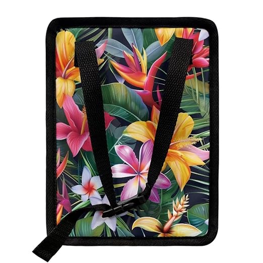 Tropical Hiiscus Plumeria Print Car Trash Can with Lid, Leak Proof Auto Trash Bag Hanging Vehicle Garbage Can Multipurpose Storage Container for Back Seat Road Trip