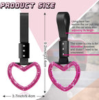 Bling Car Accessories Bling Heart Handle Ring Car Accessory for Women Hearts Hand Strap Drift Charm Rear Bumper Warning Ring Decor for Auto Interior Exterior Decoration(Hot Pink,Heart Style)