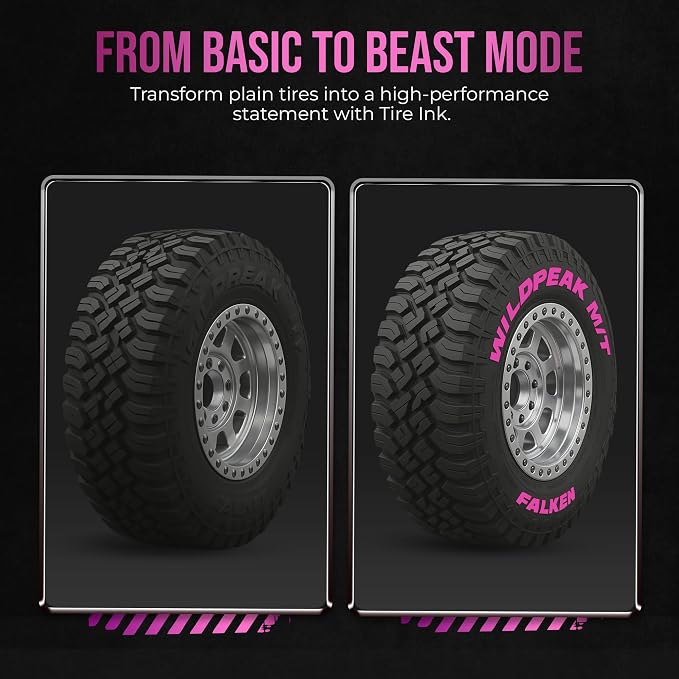 Color Tire Paint Pen - Waterproof Permanent Paint Pens for Car Wheels Lettering | Car Wash Safe and Durable | Made in Japan (Pink, 1 Pen)