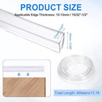 Clear Edge Trim, 13.1Ft Silicone U Channel Edge Protector, Edges Guards Fits 15/32"-1/2" for Car Doors Sheet Metal Parts (11/16" W x 9/16" H)