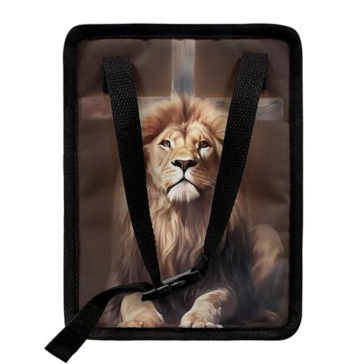 Lion Cross Print Car Trash Can with Lid, Leak Proof Auto Trash Bag Hanging Vehicle Garbage Can Multipurpose Storage Container for Back Seat Road Trip