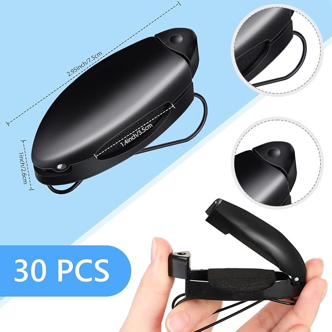 30 Pieces Car Sunglasses Holder for Sun Visor Car Clip Bulk, Accessories Interior Eyeglasses Mount Ticket Card Clip Glasses Holder Auto Clip Holder(Black)