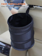 New Leakproof Car Trash Can, 1 Gallon Mini Trash Can Pop-up Collapsible Hanging Car Trash Bin with Hook and Loop, Waterproof PEVA Liner Open-Top Garbage Can for Cars Home Office