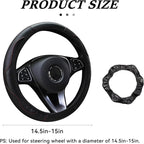 Car Steering Wheel Cover, 15 inch Carbon Fiber Microfiber Anti-Slip Breathable PU Leather Elastic Steering Wheel Protector, Car Interior Accessories for Most Cars (Black)