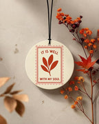 Boho Christian Round Car Air Freshener 4 Pcs Coconut Scented, Inspirational Religious Car Accessories Mirror Decor for Women, Christian Hanging Air Freshener for Cars Closet Drawer Books