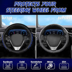 Ventilated Heart-Shaped Steering Wheel Cover with Anti-Slip Leather Grip. Compatible with Ford, Toyota, Honda, Nissan, and Chevrolet Vehicles for 14.5-15.2 inch Round Steering Wheels.