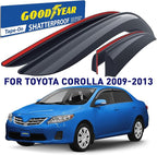 Goodyear Shatterproof Side Window Deflectors for Toyota Corolla 2009-2013 Sedan, Tape-on Rain Guards, Window Visors for Cars, Vent Deflector, Vent Visor, Car Accessories, 4 pcs - GY003120LP