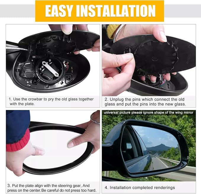 Passenger Right Side Mirror Glass Replacement Power Heated Arrow Turn Signal for 2009-2014 Chevy Silverado Suburban Tahoe Avalanche GMC Sierra Yukon Cadillac Escalade