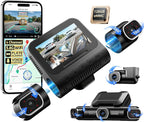 360° 4 Channel Dash Cam Front and Rear Inside, Built-in 128GB eMMC, 2K+1080P*3 Dashcam, Left Right, Voice Control, 5G WiFi Dash Camera for Cars with 4 Adjustable Lenses, IR Night Vision, M660