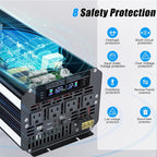 5000 Watt Power Inverter 12V to 110V 120V with 4 AC Outlets, LCD Display, Wireless Remote Control for Vehicle, Solar System, Heavy Duty, RV, Truck, Off Grid, Camping