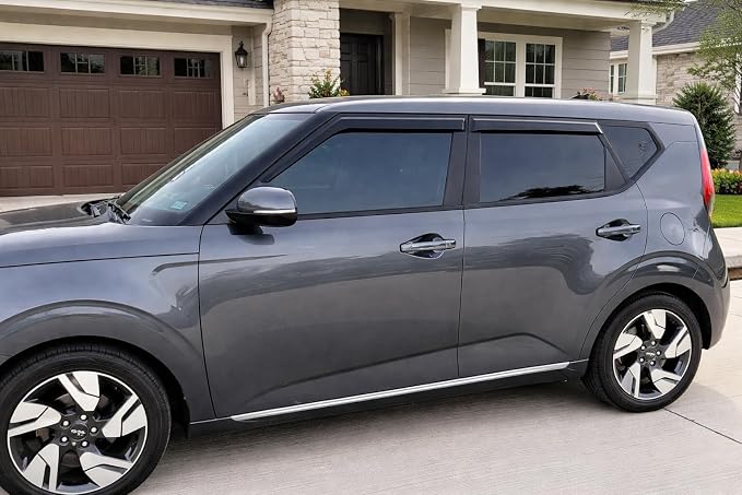 2020-2025 Tape-on Rain Guards for Kia Soul Side Window Deflector Visors EX GT-Line Turbo LX S X-Line Durable Tinted Vent Shade 2021 2022 2023 2024
