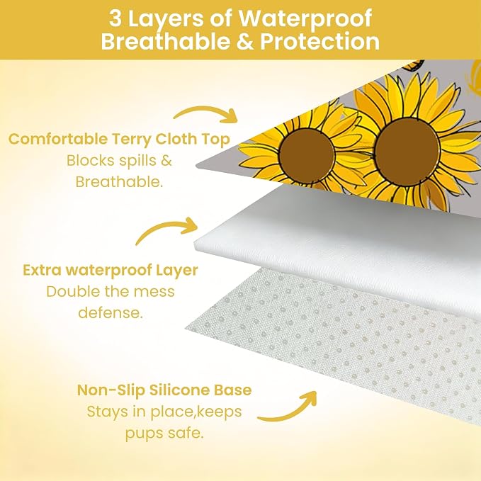 Waterproof Back Seat Cover for Dogs and Kids, Car Seat Protector Under Baby Car Seat, Child and Dog Car Seat Cover Blanket for Rear Bench(Sun Flower,Rear Bench Seat Towel)