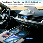 Starlink Mini Car Adapter, 12V to 24V Vehicle Power Supply with 30V 2A DC Output, 4-in-1 Starlink Mini Car Charger with USB-C, USB-A, 120W Socket & LED Display for RV, Camping, Truck, SUV
