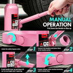 6 Tons / 12000 lbs Lifting Automotive Welded Hydraulic Bottle Jack for Car SUV Pickup Truck, Auto Repair, with Manual Handle & Carrying Storage Case, Pink