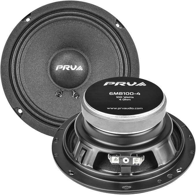 6.5 Inch Car Speakers 200 Watts 4 Ohm, 6MB100-4 Factory Replacement Car Door Speakers (Pair) Shallow Profile